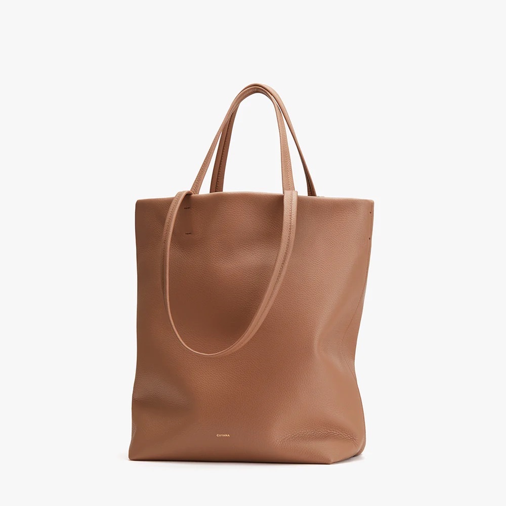 Cuyana Tall Large Leather Tote Bag in Cognac Brown - Picture 4 of 13
